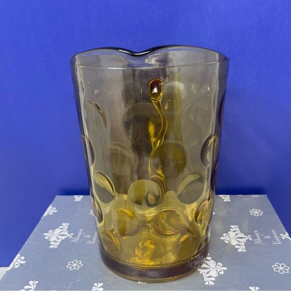 Hazel Atlas Amber Gold Eldorado coin circle Thumbprint Pitcher - Picture 6 of 7